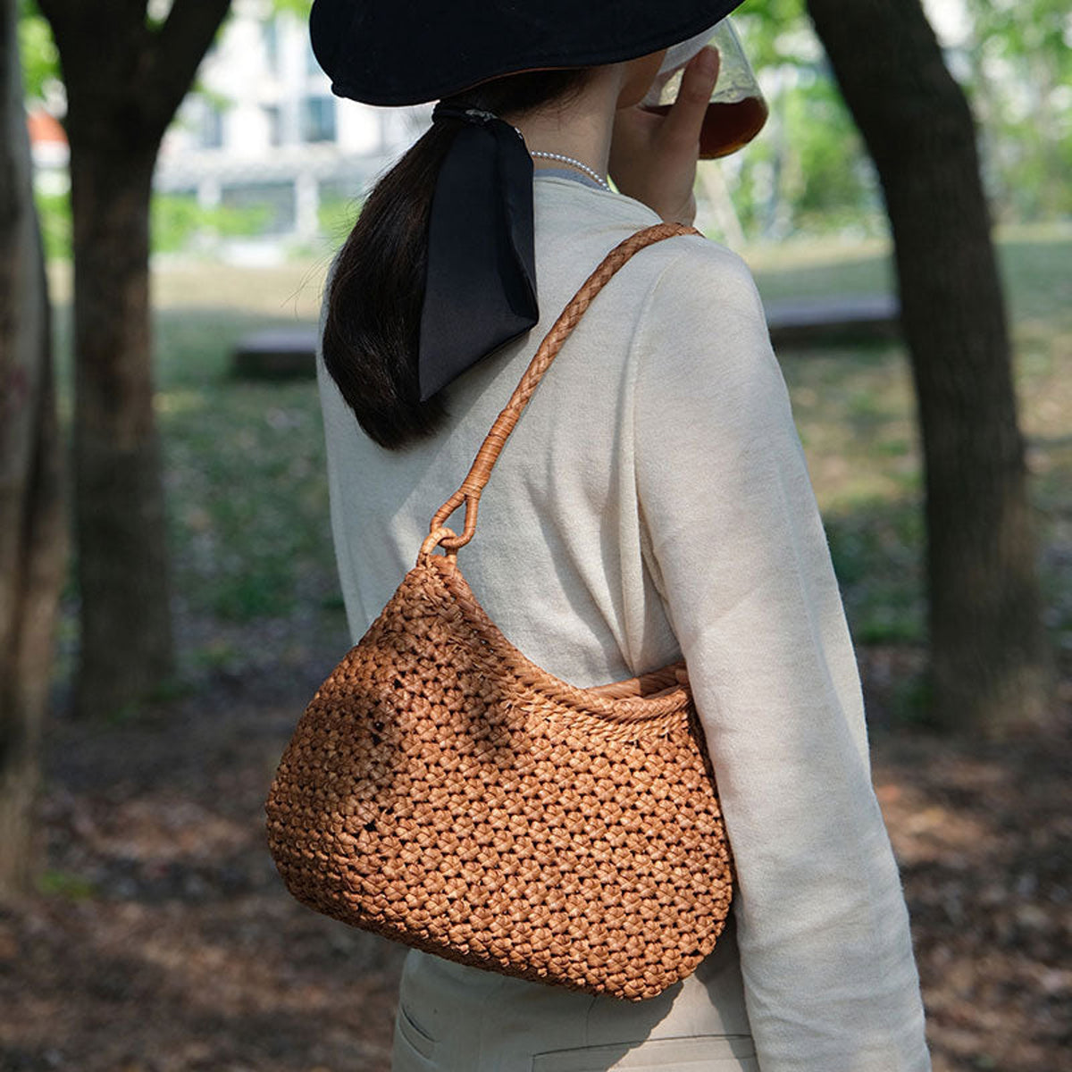 
Fine Craft · Crescent Moon | Wild Grape Vine Shoulder Bag