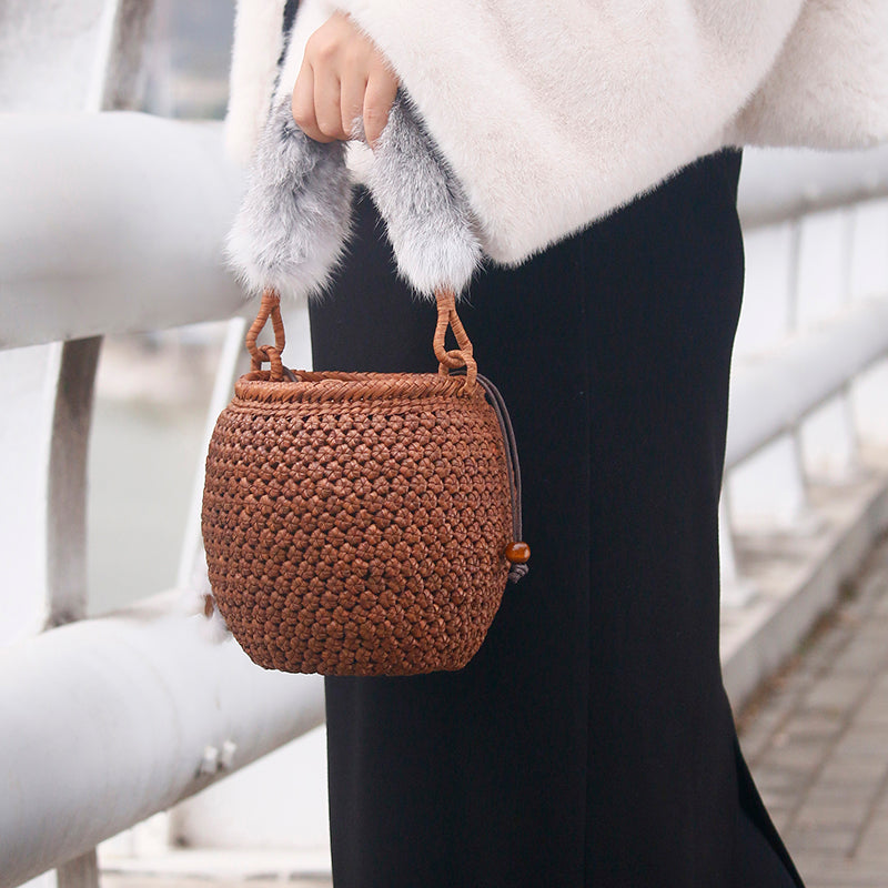 
Fine Craft Bucket Bag | Wild Grape Vine Bucket Bag