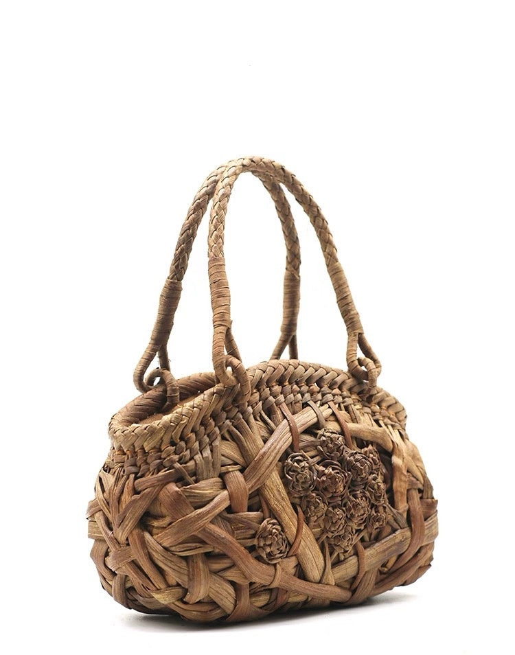 Wild Grape Vine Basket Bag | Mushroom Motif
