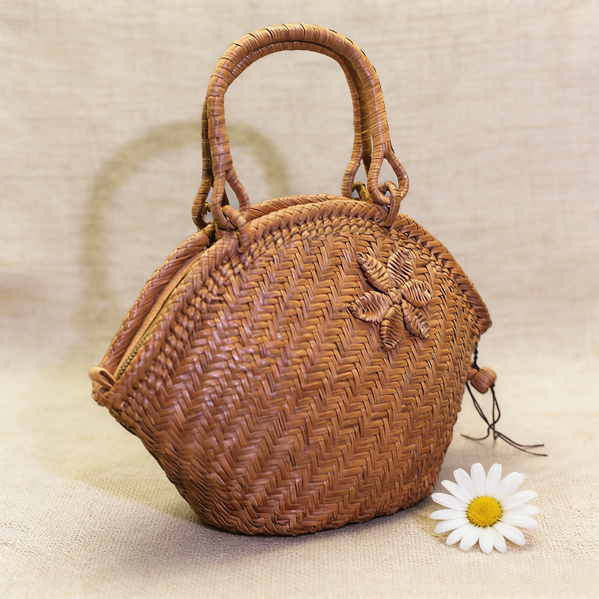 シェル六弁花｜山葡萄かごバッグ